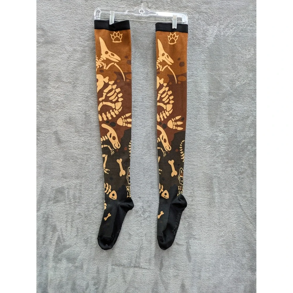Gorpcore Dinosaur‎ Skeleton Raccoon Over Knee Socks Womens OS Camo Reckless